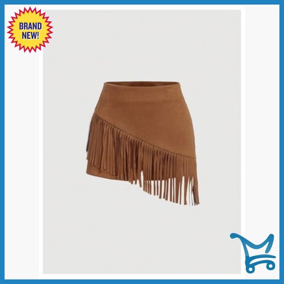 Suede Fringe Sleeveless Cami Top and Shorts Two Piece Set - Picture 4 of 5